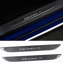 1Set Car Styling Front Door Sill Scuff Plate Carbon Fiber Protector Cover for 2016-2018 Tesla Model S Accessories 2024 - buy cheap