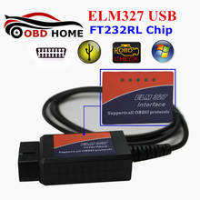 OBDII ELM327 USB импортный чип FT232RL OBD2 ELM 327 USB пластик с процессором ARM автоматический диагностический интерфейс сканер считыватель кодов 2024 - купить недорого