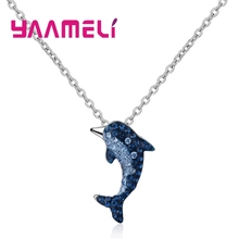 Kuxulry Bonzer Sparkling Crystal Cubic Zirconia Small Dolphin Shape Pendant Necklace For Women Ladies 925 Sterling Silver Gifts 2024 - buy cheap