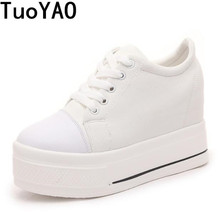 Zapatos de tacón alto con plataforma para Mujer, calzado informal con cordones, con suela gruesa de 10 CM, color blanco, 2020 2024 - compra barato