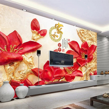 3d-фрески wellyu на заказ, богатые Объемные рельефные обои с цветами высокой четкости для гостиной, телевизора 2024 - купить недорого