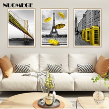 Moderno simples preto e branco paisagem cartaz e impressão de ouro arquitetura da cidade arte da lona pintura decorativa para sala estar 2024 - compre barato