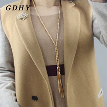 GDHY Fashion Tassel Long hain Alloy Necklace La Collana Tassel Pendant Sweater Chain Long Beads Necklace For Women Jewelry Gift 2024 - buy cheap