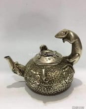 5'' tibetan copper silver-plated carved animal mouse rat dragon teapot cup pot 2024 - buy cheap