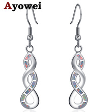 Pendientes de mujer Ayowei, pendientes de gota de regalo de fiesta, pendientes de ópalo de fuego blanco, Plata estampada 925, joyería de moda OE693A 2024 - compra barato