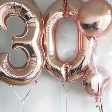 Balões de hélio para festa de aniversário, decoração de casamento, balões de alumínio com números grandes de ouro rosê, 40 esferas, 1 peça 2024 - compre barato