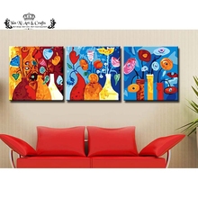 Abstract colorful flower - 3 Panel Canvas Painting Cuadros Picture Wall Art Home Decor oil painting No Frame painting by numbers 2024 - buy cheap