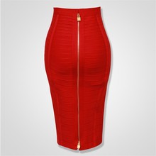 16 Colors Sexy Solid Zipper Orange Blue Black Red Bandage Skirt Women Elastic Bodycon Summer XL XXL Pencil Skirts 58cm 2024 - buy cheap