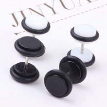 Fashion Round Earring Acrylic Fake Ear Plug Tunnel Stretcher Expander Stud Earrings Cheater 8mm white Black 2024 - buy cheap