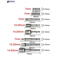 Conjunto de bits de adaptador de soquete, 8 peças, chave de porca de perfuração hex 1/4 "3/8", cabeça de biela, extensão de brocas, chave de barra 2024 - compre barato