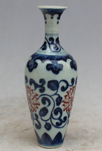 Изысканная маленькая старинная китайская ручная работа антикварная синяя и белая фарфоровая благоприятная ваза для цветов 2024 - купить недорого