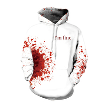 Horror Wound 3D Hoodie Cool Pullover White Halloween Mens Hoodies Sweatshirts I AM FINE Print Male Hoddies Hooded Christmas 2024 - buy cheap