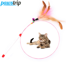 1pc Steel Wire Cat Toy Feather Wand Toys For Cats Kitten Pet Interactive Feather Toy Cat Stick Teaser Pet Supplies 2024 - buy cheap