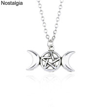 Triple Moon Goddess Wicca Crescent Moon Necklace Wiccan Pentagram Pentacle Pendant Jewellery 2024 - buy cheap