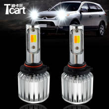 Tcart 2pcs New Car LED Fog Lights COB HB3 9005 Auto LED Driving Bulbs 30W Car Styling White Fog Lamps With Yellow Turn Signals 2024 - buy cheap