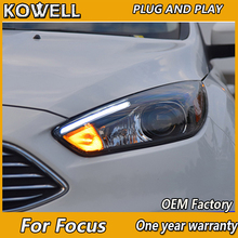 Kowell-farol automotivo com led drl h7, 2015 e 2016, opção olho de anjo, feixe duplo xênon, para ford focus 3 2024 - compre barato