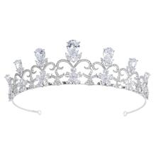 Leaves Cubic Zirconia Wedding Bridal Tiara Crown Women Girl Prom Hair Jewelry Accessories Real Platinum Plated CH10290 2024 - buy cheap