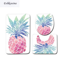 Free Shipping 3pcs Pink Pinapples Banyo Paspas Bathroom Carpet Toilet Bath Mat Set Non Slip Tapis Salle De Bain Alfombra Bano 2024 - buy cheap