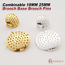 (29419)5 Sets 18MM 25MM 30MM Brass Combinable Round Brooch Base Brooch Pins Settings Jewelry Accessories Findings Wholesale 2024 - buy cheap