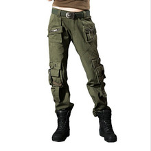 Calças de bolso de carga verde do exército militar de algodão feminino calças de lazer calças de camuflagem 2024 - compre barato