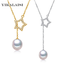 YIKALAISI-collar de plata de ley 925 con perla de agua dulce Natural para mujer, joyería de moda con colgante de estrella, Perla de 9-10mm 2024 - compra barato