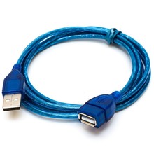 Удлинительный кабель USB 2,0, 1 м, 1,5 м, 2 м, 3 м, кабель для передачи данных «папа» на USB 2,0 «Мама», шнур синхронизации синего цвета 2024 - купить недорого