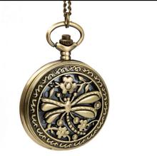 Relojes de bolsillo de cuarzo de bronce con diseño de libélula para mujer y Niña 2024 - compra barato