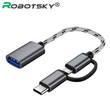 2 in 1 Type-C Male +Micro USB Male To USB 3.0 Interface Female OTG Adapter Cable Fast Transfer Date Cable For Android Samsung S8 2024 - buy cheap