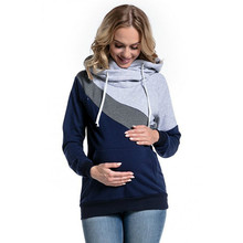 Hot Selling Three Color Stitching Hooded Loose Pregnant Woman Clothes Fashionable Cotton Convenient Breastfeeding Leisure Fleece 2024 - buy cheap