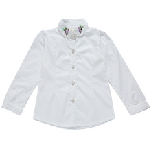 Camisa branca de manga comprida feminina, camisa para crianças 4/8/11/13 anos de outono e primavera 2024 - compre barato