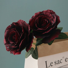 Flores artificiais de seda rosas 2 cabeças/ramos, grandes flores artificiais de seda rosas para decoração de casamento doméstica 2024 - compre barato