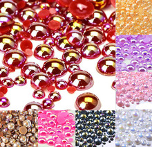 LF 500Pcs 2-10mm Red AB Haft Round Pearl Beads Crafts Flatback Cabochon Scrapbooking For Embellishments Diy Accessories 2024 - buy cheap