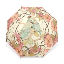 Beautiful Girl Bird Flowers Art Umbrella Rain Women Three Folding Automatic Umbrella Parapluie Parasol Outdoor Travel Rain Tool 2024 - buy cheap