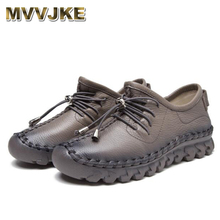 MVVJKE    Women's Handmade Shoes Genuine Leather Flat Lacing Mother Shoes Woman Loafers Soft Single Flats Casual Shoes Women 2024 - buy cheap
