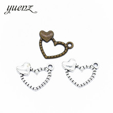 YuenZ-abalorios de Metal en forma de corazón para fabricación de joyas, colgantes Retro hechos a mano, color plata antigua, 20 unidades, A87 2024 - compra barato