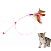 Игрушки для котов забавная стальная проволока стержень палка палочка-дразнилка с перьями интерактивная игрушка для кошки продукт домашних животных 2024 - купить недорого