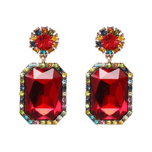 Fashion Bohemian Colorful Big Glass Drop Earrings Fashion Accessories Statement Multicolored Crystal Dangle Earrings Women Gifts 2024 - buy cheap