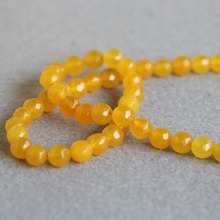 (Min Order1) 8mm Faceted Fashion Yellow Turkey Chalcedony Beads Round Stone DIY Accessory Parts 15inch New Jewelry Making Design 2024 - buy cheap