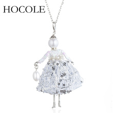 HOCOLE-collar de muñeca de vestido blanco con perla de imitación, colgante de muñeca francesa hecha a mano, joyería de moda de aleación para niña y mujer, 2018 2024 - compra barato