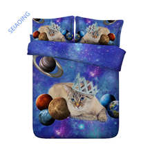 3D bedding set queen animal cat comforter/duvet cover twin size bed set for kids bedroom decor blue galaxy dog home textile king 2024 - buy cheap