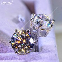 Blaike 2019 New Small 6MM Round White Zircon Stud Earrings For Women Six-claw Fashion 925 Silver Plate Minimalist Jewelry Gifts 2024 - buy cheap