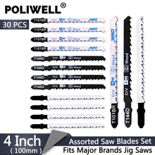 POLIWELL 30 piezas T101D T101BR T144D juego de cuchillas de sierra para carpintería t-shank Cr-V hoja de sierra para bricolaje de corte de madera rápido y limpio 2024 - compra barato