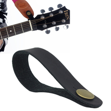 Correia de guitarra em couro preto, suporte com botão seguro, trava para violão elétrico acústico, cinto de violão, baixo, peças de acessórios 2024 - compre barato
