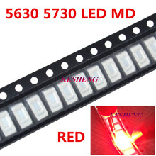 Chip de diodo led ultrafino 100 peças, smd 5630/5730/smt, smd vermelho 5730 de led para áreas externas, 2.0 ~ 2.6v 620-625nm, 5730 vermelho 2024 - compre barato