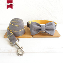 MUTTCO-collar con lazo hecho a mano para perro, conjunto de corbatas y correas con cubierta gris, color amarillo, UDC026 2024 - compra barato