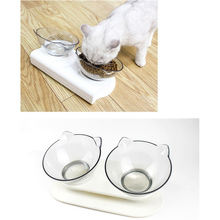 Tigela transparente antiderrapante para gato, para animais de estimação, alimentador de água, com suporte, perfeito para cães pequenos e gatos 2024 - compre barato