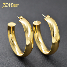 ZEA Dear Jewelry-pendientes redondos grandes clásicos para mujer, aretes de tuerca a la moda de Dubái para fiesta, accesorios de joyería de cobre superventas 2024 - compra barato