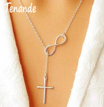 Tenande Punk Silver Color Clavicle Chain Necklaces Lariat Cross Infinity Necklaces & Pendants for Women Party Jewelry Gift 2024 - buy cheap