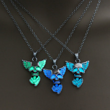 Punk Style Skull Pendant Necklace Luminous Wings Silver Color Chain Glow in the Dark Choker Statement Necklace For man Gift 2024 - buy cheap