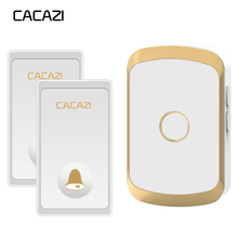 CACAZI автономный водонепроницаемый беспроводной дверной звонок без кнопки батареи светодиодный светильник Домашний Беспроводной дверной звонок EU Plug 36 Chime 200M пульт дистанционного управления 2024 - купить недорого
